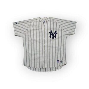 Vintage New York Yankees Diamond‎ Collection Russell Athletic Striped Jersey 52
